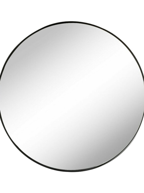 Дизайнерское настенное зеркало Glass Memory Lunar 100  в металлической раме черного цвета